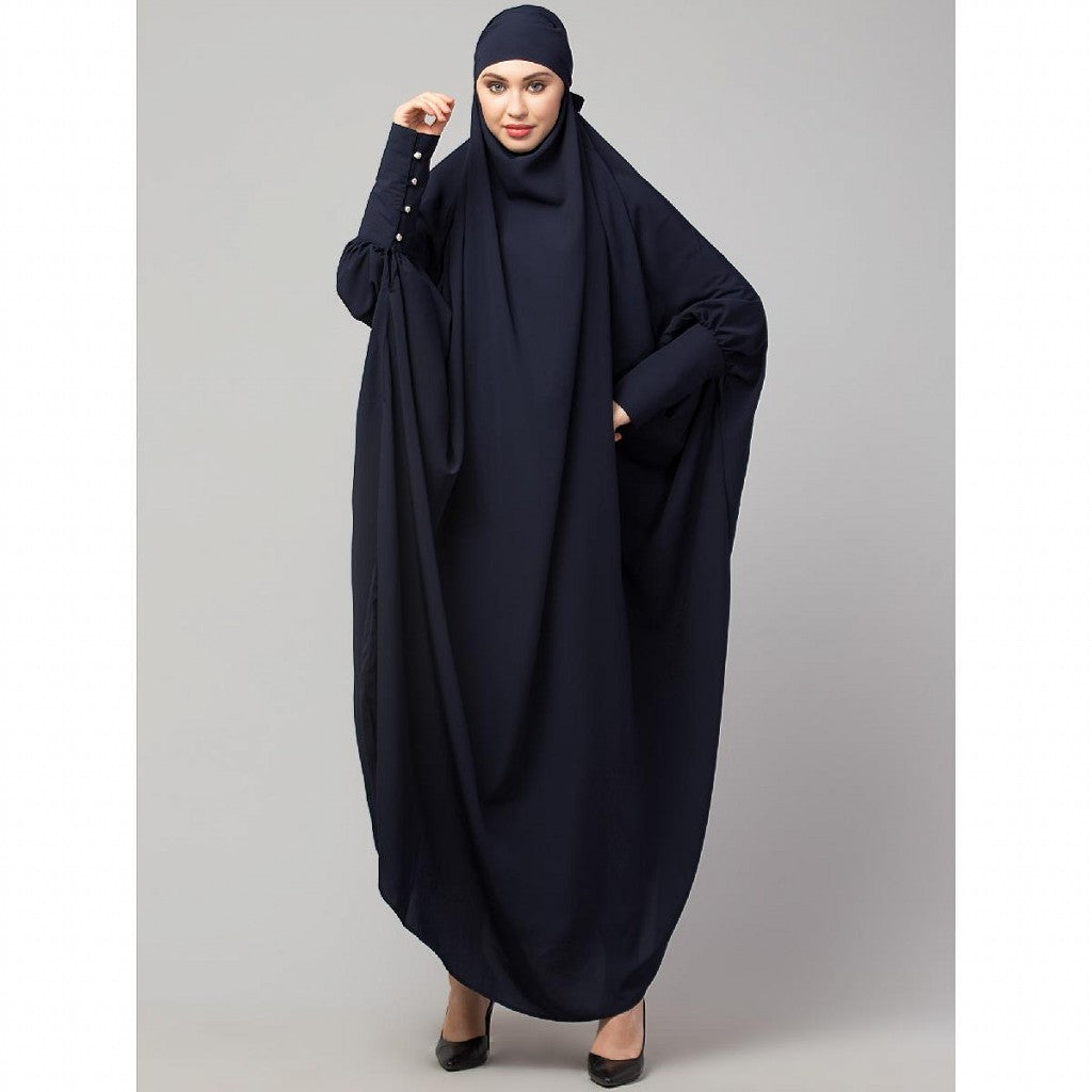 Long cuff ready to wear Jilbab in one piece- Navy Blue