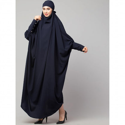Long cuff ready to wear Jilbab in one piece- Navy Blue