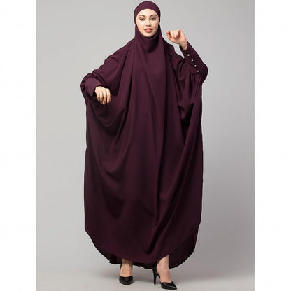 Long cuff ready to wear Jilbab in one piece- Wine