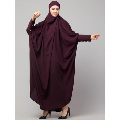 Long cuff ready to wear Jilbab in one piece- Wine