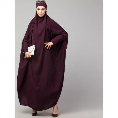 Long cuff ready to wear Jilbab in one piece- Wine
