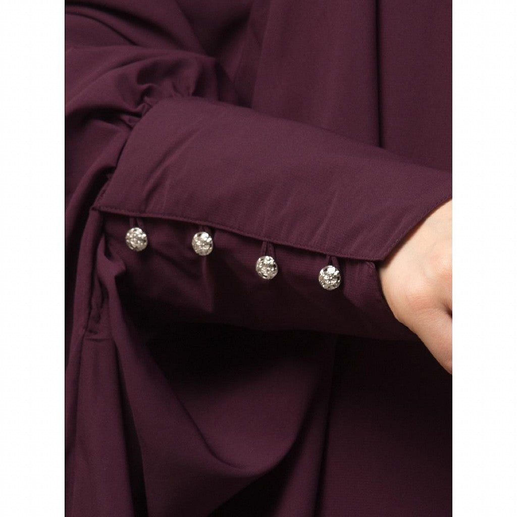 Long cuff ready to wear Jilbab in one piece- Wine