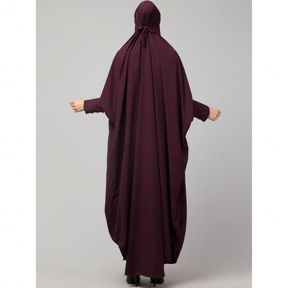 Long cuff ready to wear Jilbab in one piece- Wine