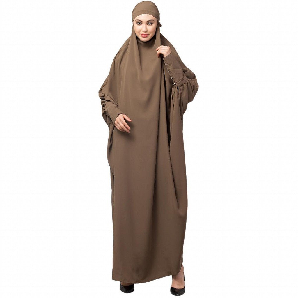 Long cuff ready to wear Jilbab in one piece- Beige