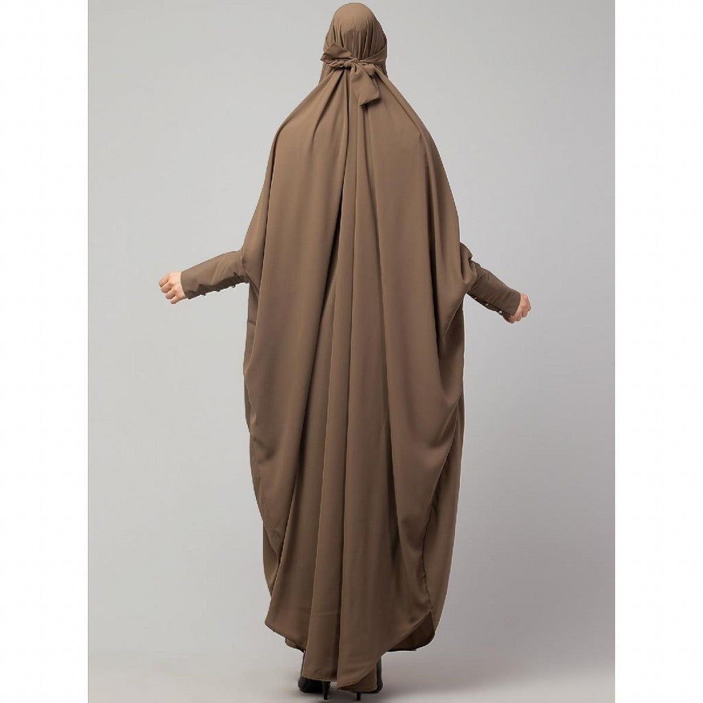 Long cuff ready to wear Jilbab in one piece- Beige