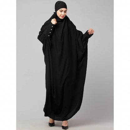 Long cuff ready to wear Jilbab in one piece- Black