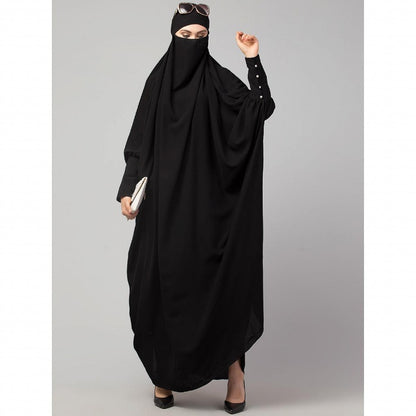 Long cuff ready to wear Jilbab in one piece- Black