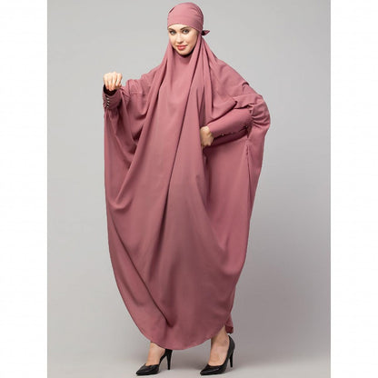 Long cuff ready to wear Jilbab in one piece- Mauve