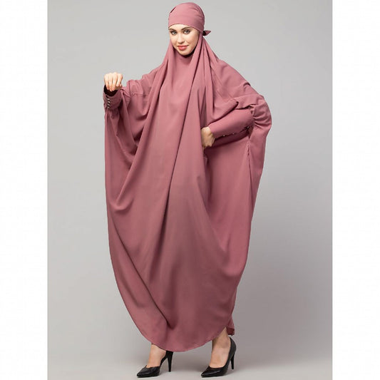 Long cuff ready to wear Jilbab in one piece- Mauve