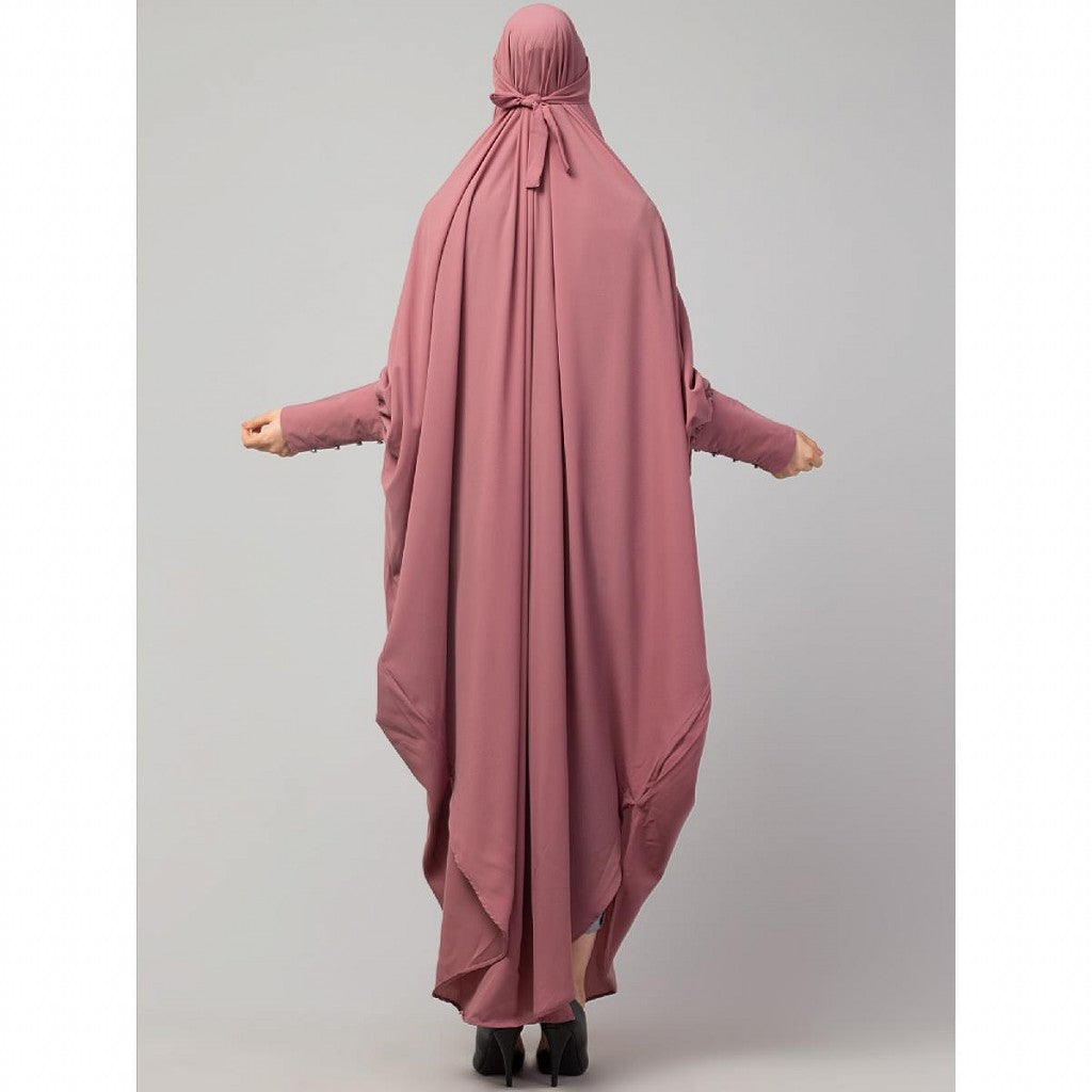 Long cuff ready to wear Jilbab in one piece- Mauve