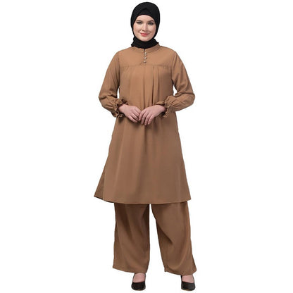 Matching Co-Ord set with puff sleeves-Skin Color