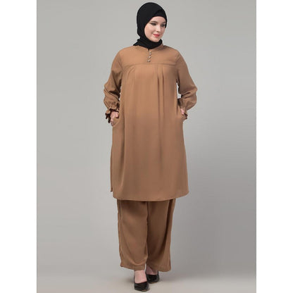 Matching Co-Ord set with puff sleeves-Skin Color