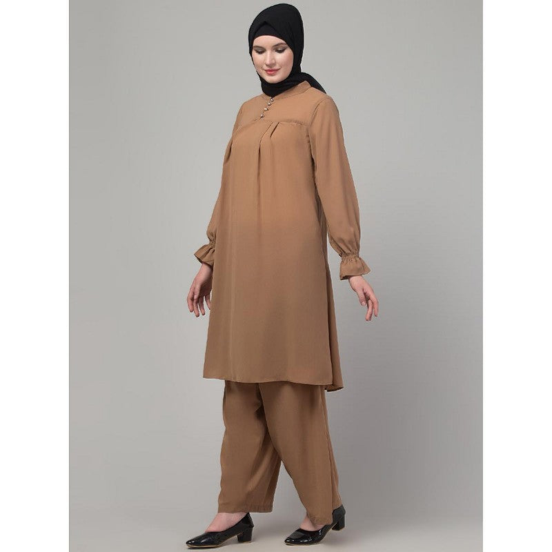 Matching Co-Ord set with puff sleeves-Skin Color