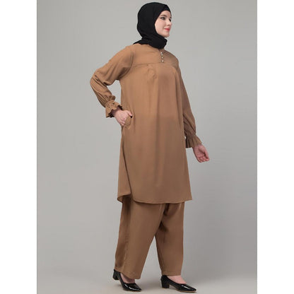 Matching Co-Ord set with puff sleeves-Skin Color