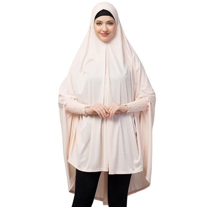 stretchable smoking at sleeve prayer khimar Hijab - Baby Pink