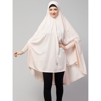 stretchable smoking at sleeve prayer khimar Hijab - Baby Pink