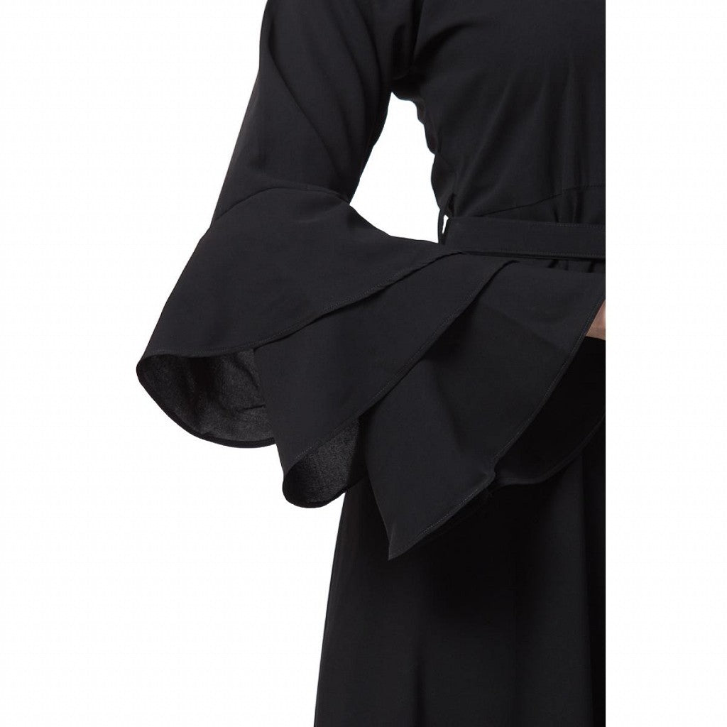 Umbrella abaya with bell sleeves- Black