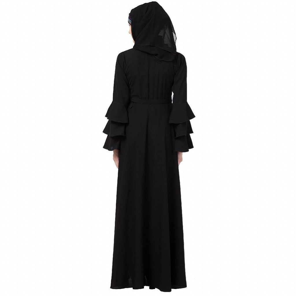 Umbrella abaya with bell sleeves- Black