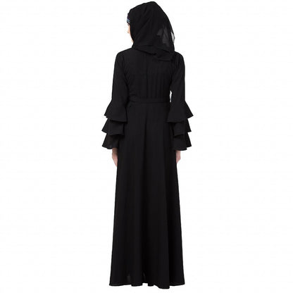 Umbrella abaya with bell sleeves- Black