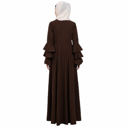 Umbrella abaya with bell sleeves- Coffee Brown
