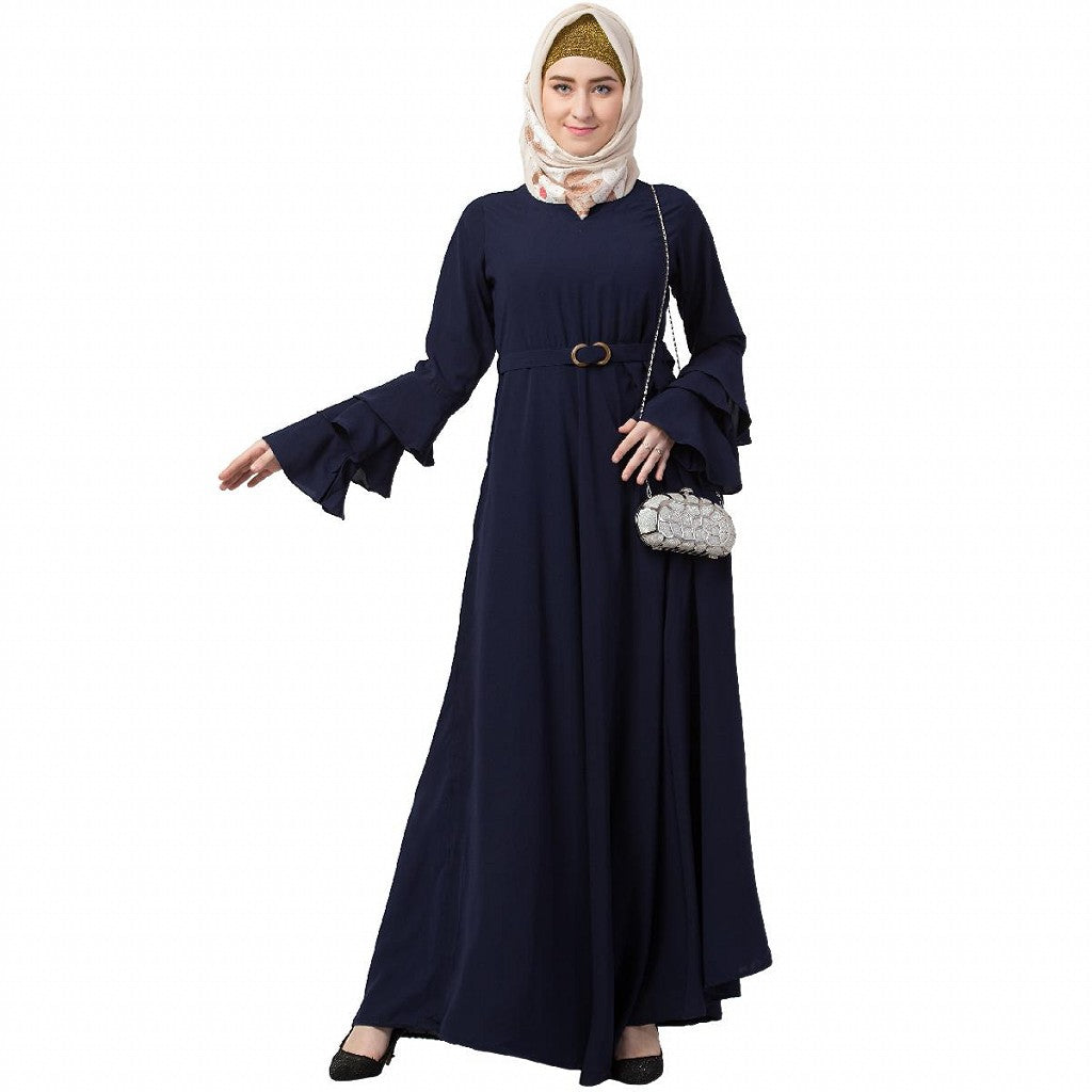 Umbrella abaya with bell sleeves- Navy Blue