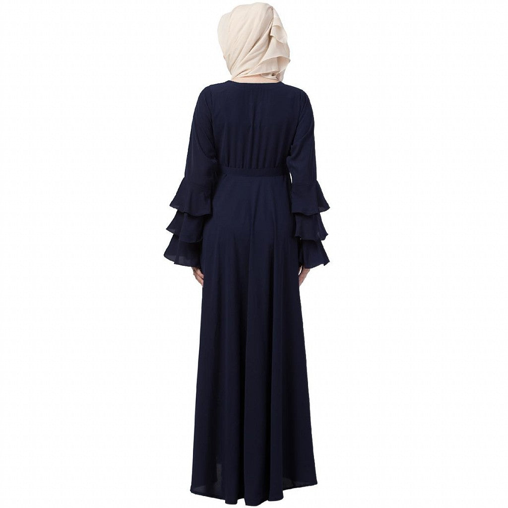 Umbrella abaya with bell sleeves- Navy Blue