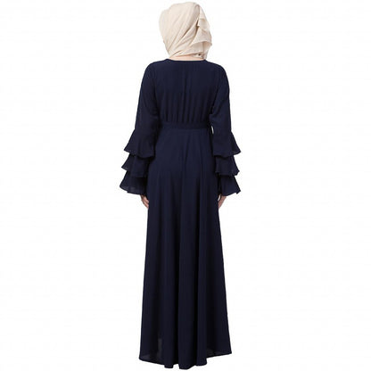 Umbrella abaya with bell sleeves- Navy Blue