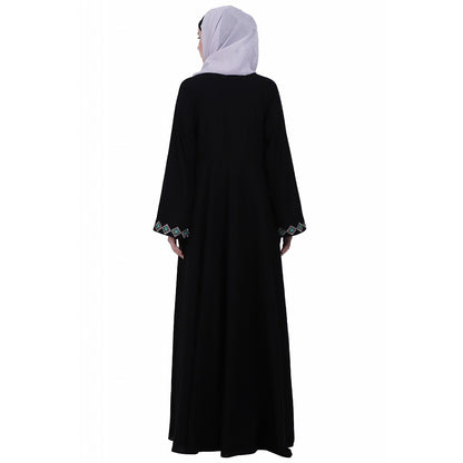 Emirates Umbrella abaya with embroidery work-Black