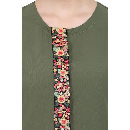 Elegant front open abaya with embroidery work- Jade Green