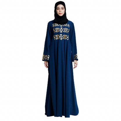 Umbrella abaya with golden embroidery work - Teal