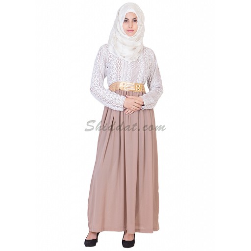 Abaya- Soft georgette skirt white top lace materials  