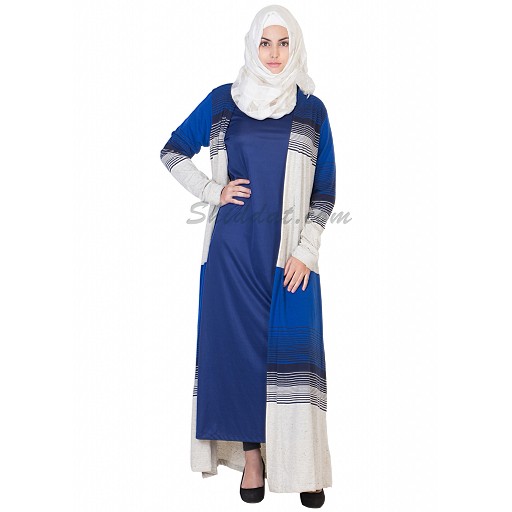 Blue Kimono Abaya - Double Layered