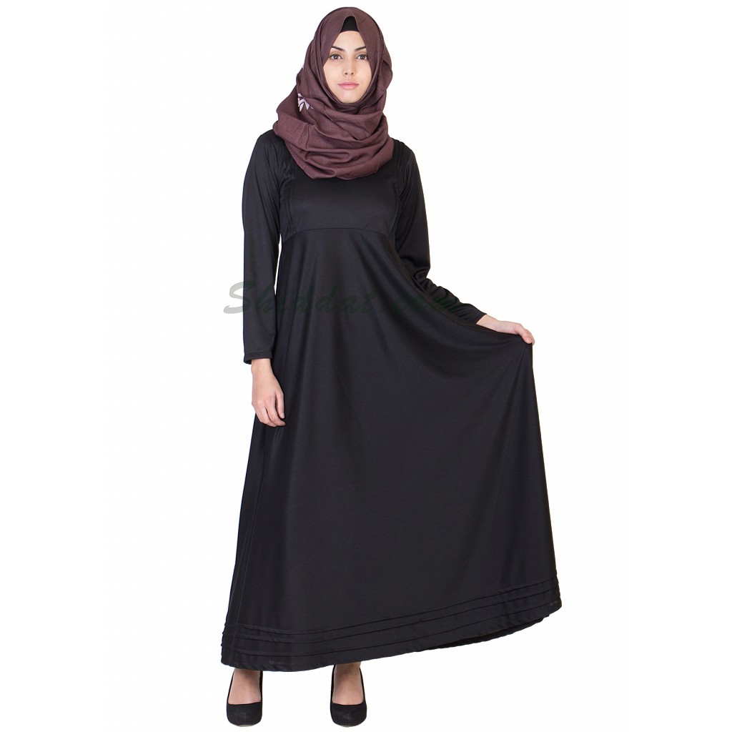 Abaya online in USA - black coloured with full flair at Lihaaj