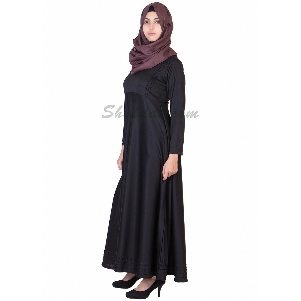 Abaya online in USA - black coloured with full flair at Lihaaj