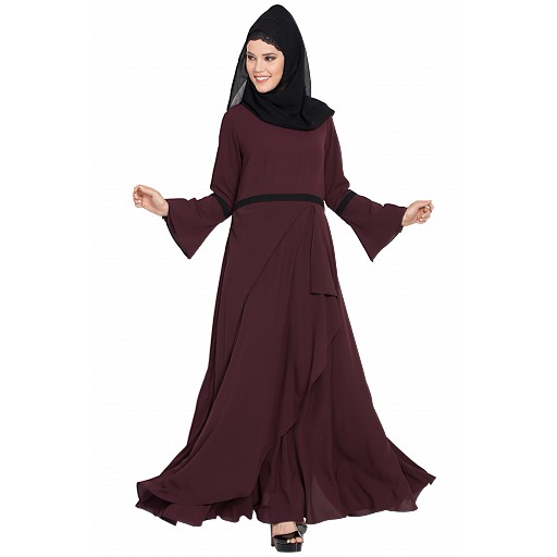 Umbrella cut Dress abaya- Wine color