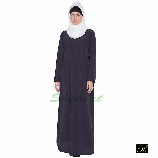 Abaya with pintuck style- dark grey