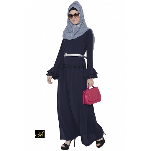 Islamic maxi dress- abaya in dark blue color