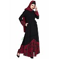 Front open abaya with printed panel Front open abaya with printed panel