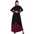 Front open abaya with printed panel Front open abaya with printed panel