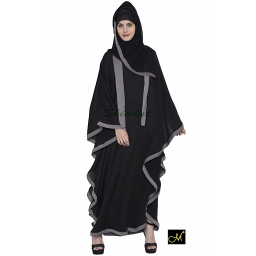 Kaftan Abaya- Black-Grey