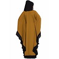 Designer kaftan abaya with Ruffled border- Golden Brown Designer kaftan abaya with Ruffled border- Golden Brown