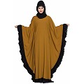 Designer kaftan abaya with Ruffled border- Golden Brown Designer kaftan abaya with Ruffled border- Golden Brown