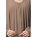 Kaftan abaya with pleats- Oat color