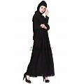 Frock Style Abaya with embroidery - Black Frock Style Abaya with embroidery - Black