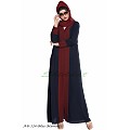 Long Cardigan front open abaya- Blue-Maroon Long Cardigan front open abaya- Blue-Maroon