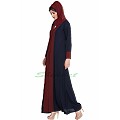 Long Cardigan front open abaya- Blue-Maroon Long Cardigan front open abaya- Blue-Maroon