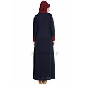 Long Cardigan front open abaya- Blue-Maroon Long Cardigan front open abaya- Blue-Maroon