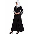 Umbrella cut abaya with Embroidery- Black Umbrella cut abaya with Embroidery- Black