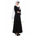 Umbrella cut abaya with Embroidery- Black Umbrella cut abaya with Embroidery- Black
