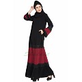 Casual Dress abaya- Black-Maroon